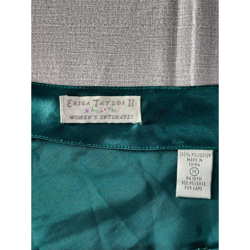 Vtg Y2K Erika Taylor Women's Intimates Slip Dress Nightgown Sz 1X Floral Emerald - Picture 3 of 11